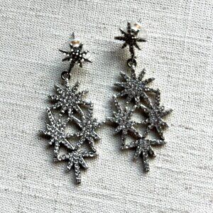 Holiday earrings SNOWFLAKES Christian Siriano winter Rhinestone Dangle Stud